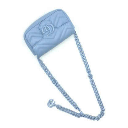 Gucci Belt Chain Bag GG Marmont Leather Light Blue