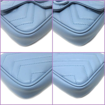Gucci Belt Chain Bag GG Marmont Leather Light Blue