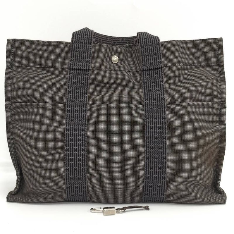 Hermes Her Line MM Handbag Canvas Gray