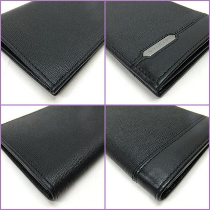 Bvlgari Bifold Wallet Bill & Card Case Leather Black Silver