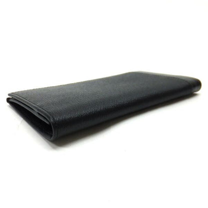 Bvlgari Bifold Wallet Bill & Card Case Leather Black Silver