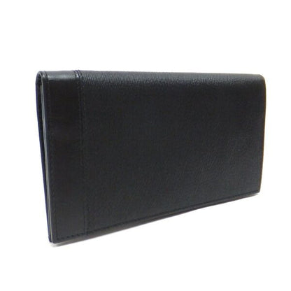 Bvlgari Bifold Wallet Bill & Card Case Leather Black Silver