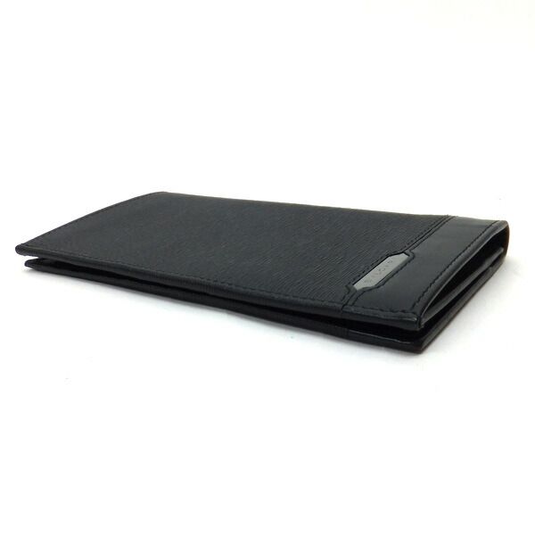 Bvlgari Bifold Wallet Bill & Card Case Leather Black Silver