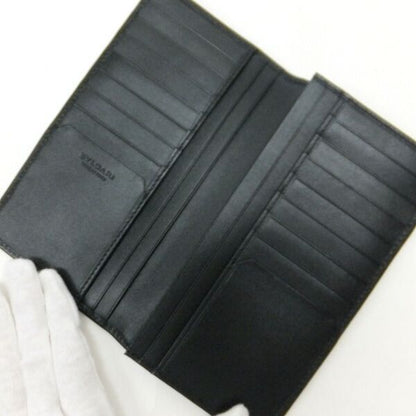 Bvlgari Bifold Wallet Bill & Card Case Leather Black Silver