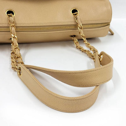 Chanel Chain Shoulder Bag Caviar Leather Beige