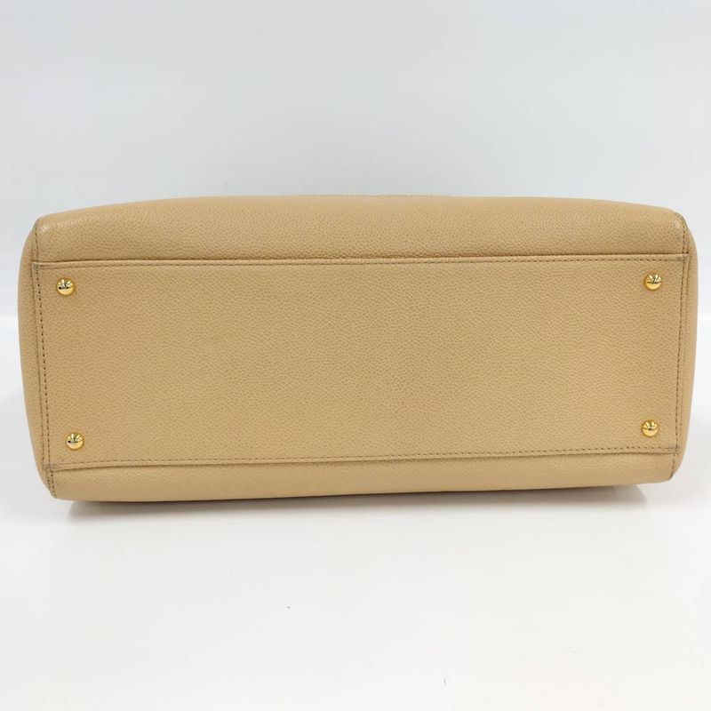 Chanel Chain Shoulder Bag Caviar Leather Beige