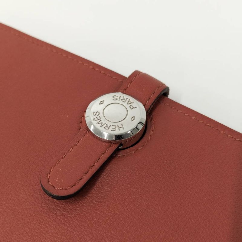 Hermes Dogon GM Bifold Wallet Leather Red
