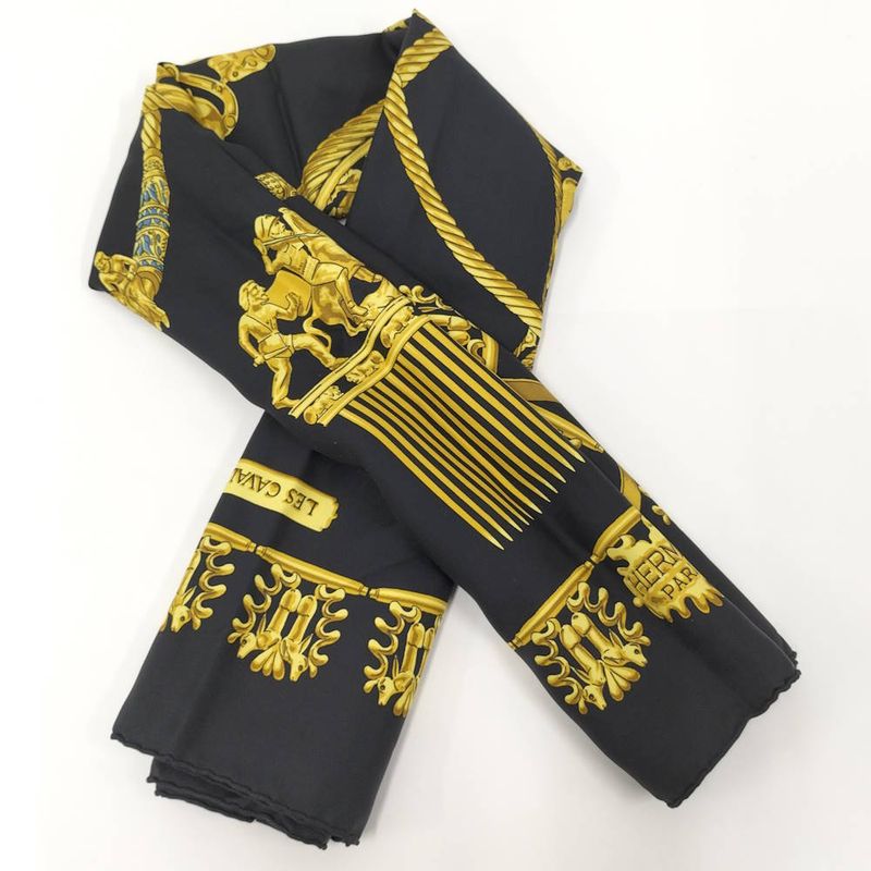 Hermes Carre 90 Scarf les Cavaliers D'or Golden Knight Silk