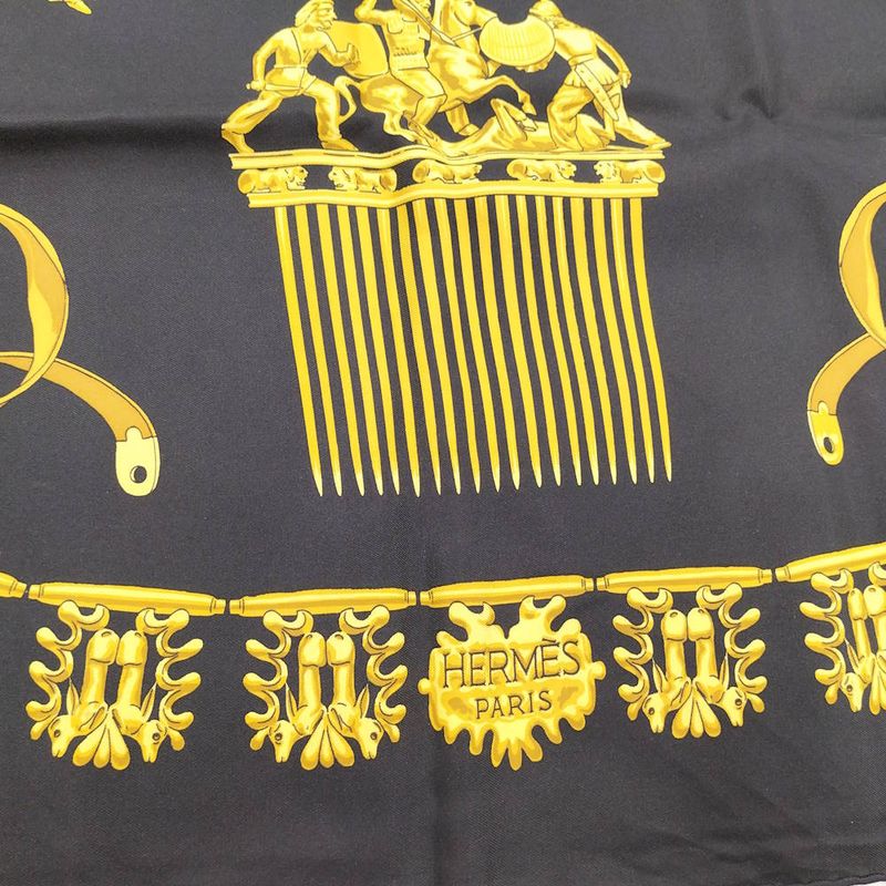 Hermes Carre 90 Scarf les Cavaliers D'or Golden Knight Silk