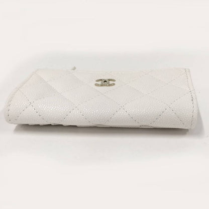 Chanel Fragment Case Caviar Leather White Silver Wallet