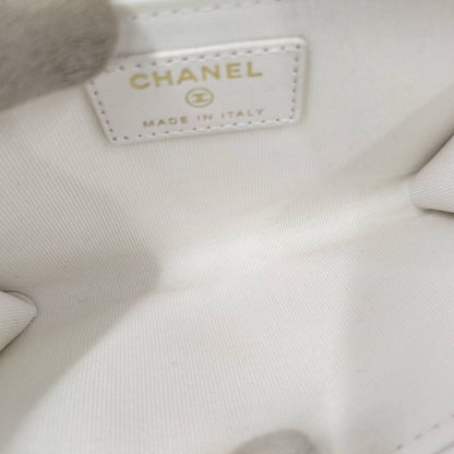Chanel Fragment Case Caviar Leather White Silver Wallet