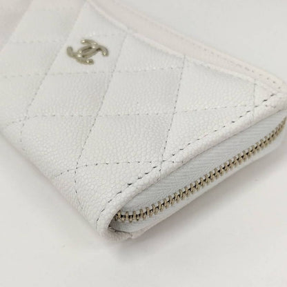 Chanel Fragment Case Caviar Leather White Silver Wallet