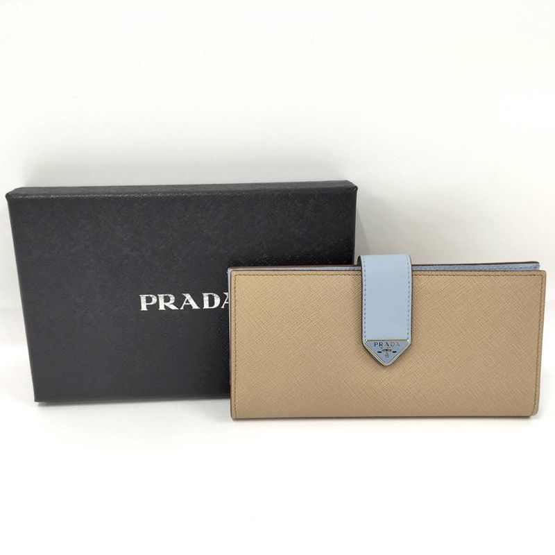 Prada Bifold Wallet Saffiano Leather Beige