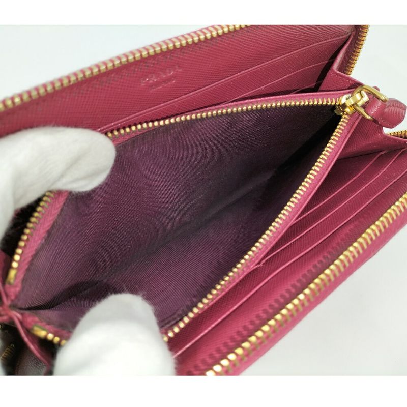 Prada Zip Around Wallet Saffiano Leather Pink