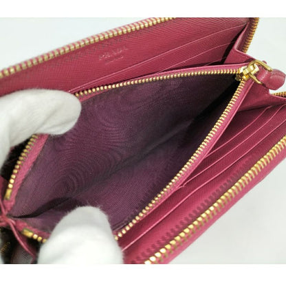 Prada Zip Around Wallet Saffiano Leather Pink