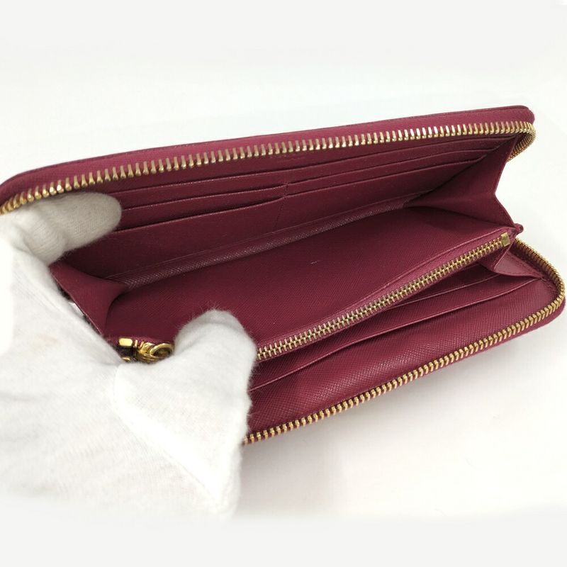 Prada Zip Around Wallet Saffiano Leather Pink