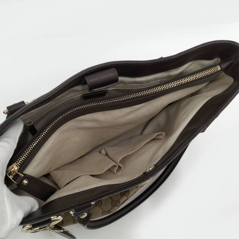 Gucci Ski Tote GG Canvas Leather Brown