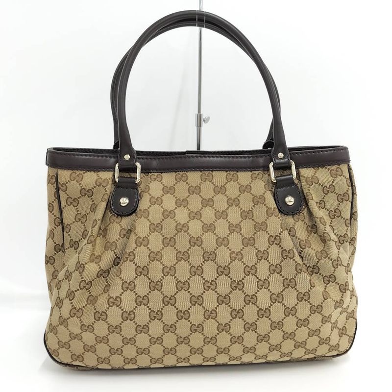 Gucci Ski Tote GG Canvas Leather Brown