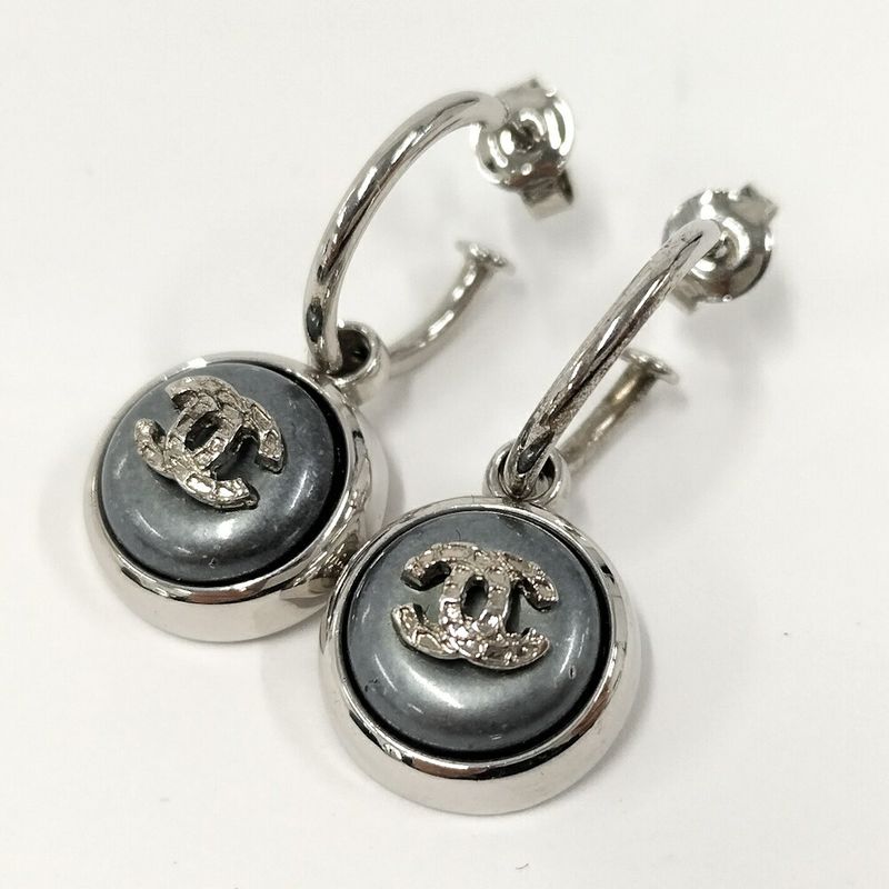 Chanel Earrings CC Logo Plated Blue