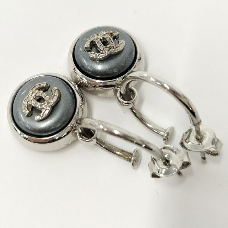 Chanel Earrings CC Logo Plated Blue