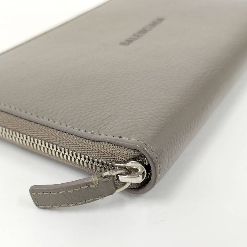 Balenciaga Wallet Round Fastener Leather Grey Ju