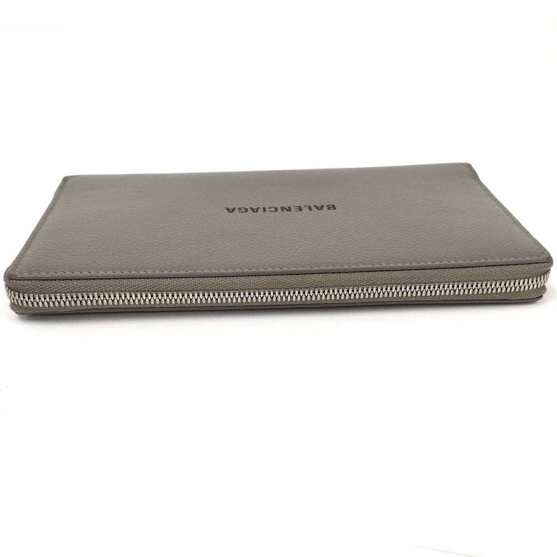 Balenciaga Wallet Round Fastener Leather Grey Ju