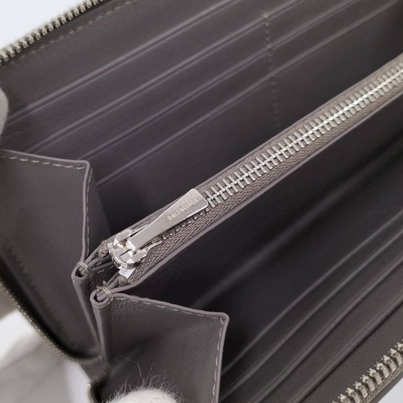 Balenciaga Wallet Round Fastener Leather Grey Ju