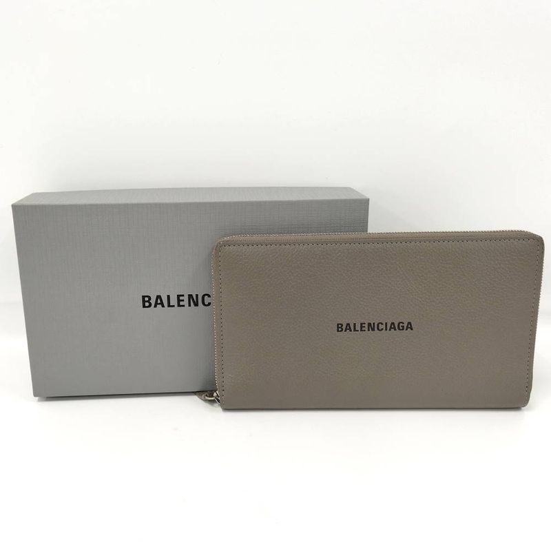 Balenciaga Wallet Round Fastener Leather Grey Ju