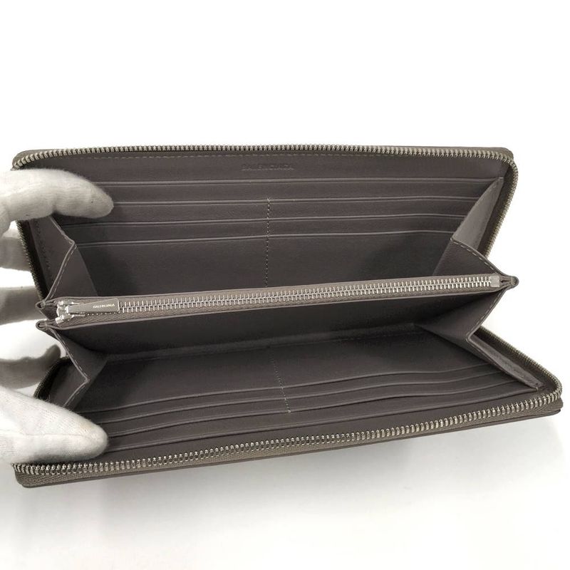 Balenciaga Wallet Round Fastener Leather Grey Ju