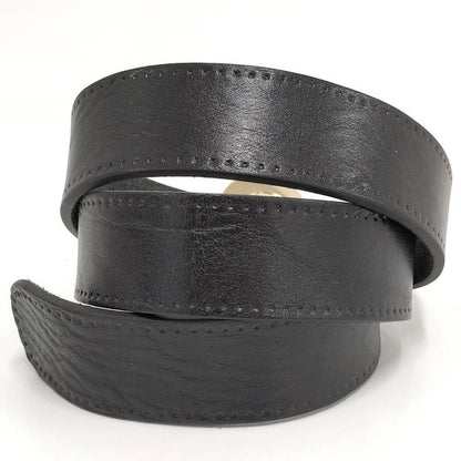 Gucci Holeless Belt Heart Buckle Leather Black