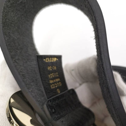 Gucci Holeless Belt Heart Buckle Leather Black