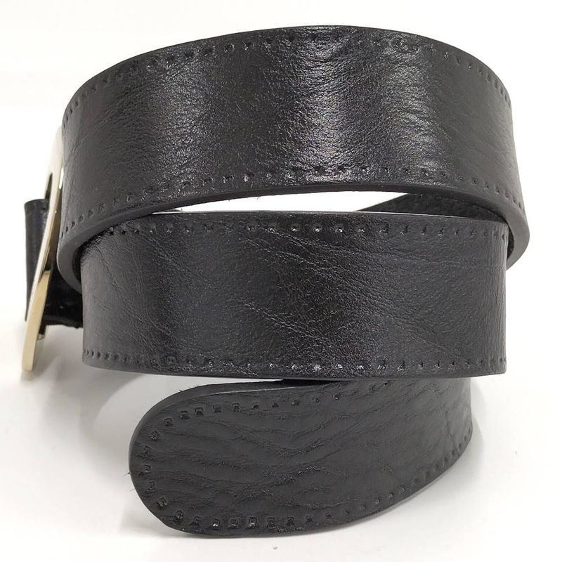 Gucci Holeless Belt Heart Buckle Leather Black