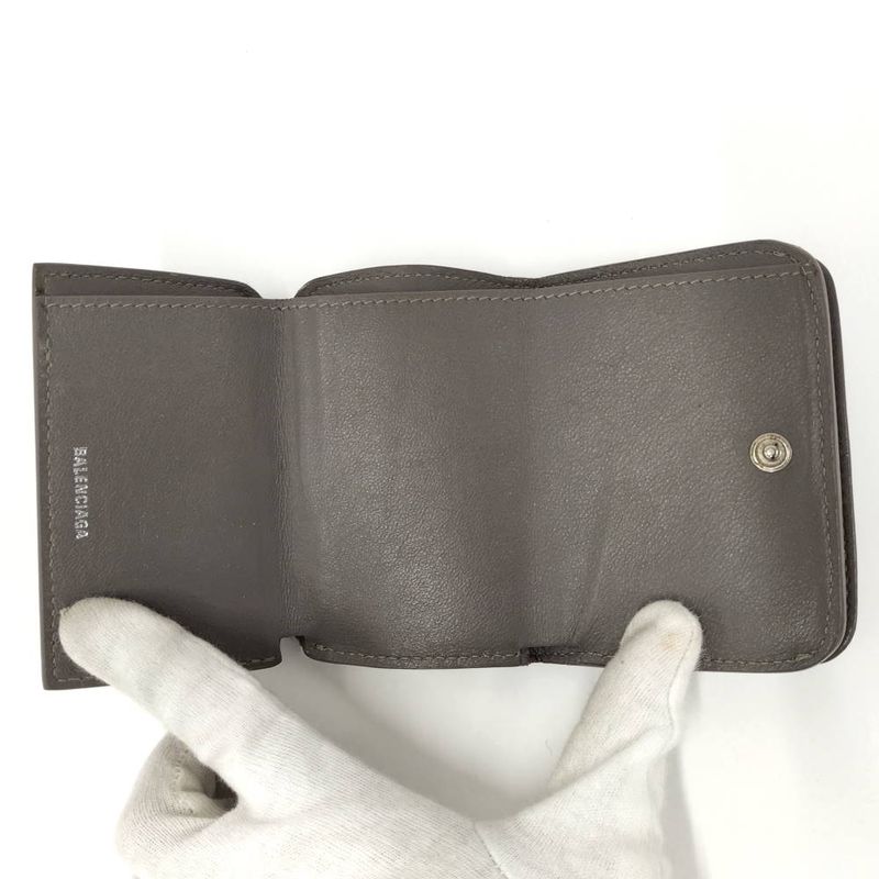Balenciaga Trifold Compact Wallet Leather Gray