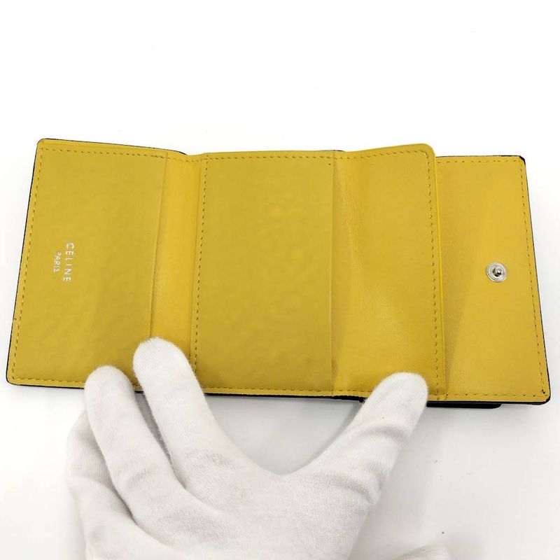 Celine Trifold Wallet Leather Black