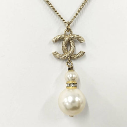 Chanel Pearl Necklace Line Stone Plated Gold