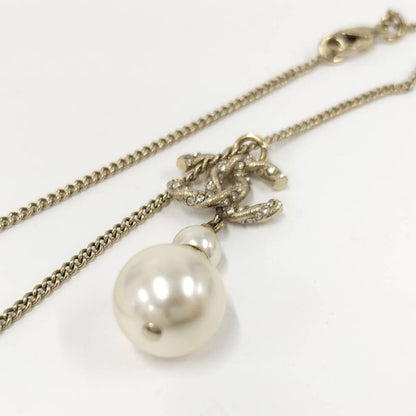 Chanel Pearl Necklace Line Stone Plated Gold