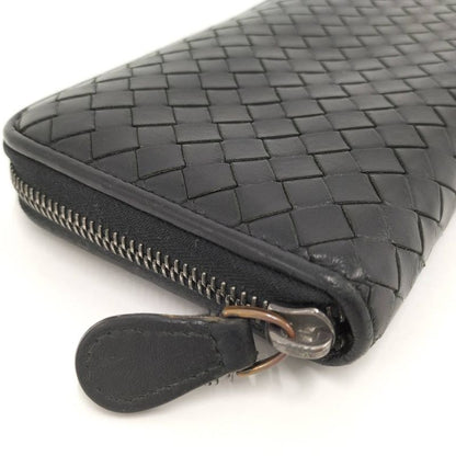 Bottega Veneta Zip Around Wallet Intrecciato Black