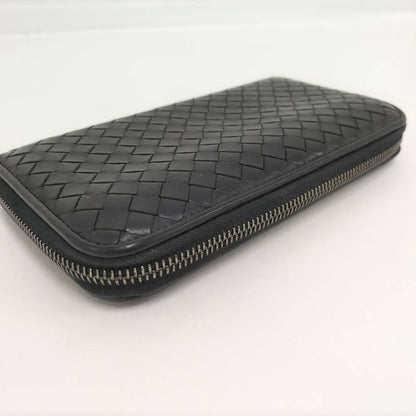 Bottega Veneta Zip Around Wallet Intrecciato Black