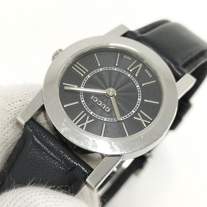 Gucci Watch SS Quartz Leather Black Dial