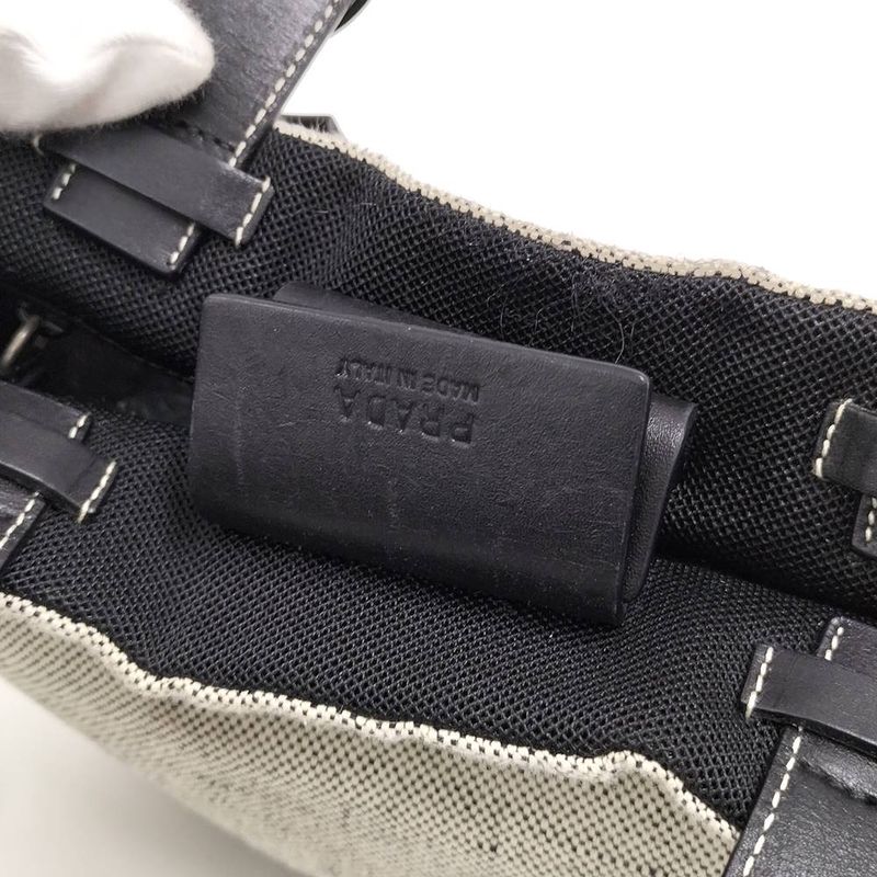 Prada Tote Sports Canvas Leather Gray