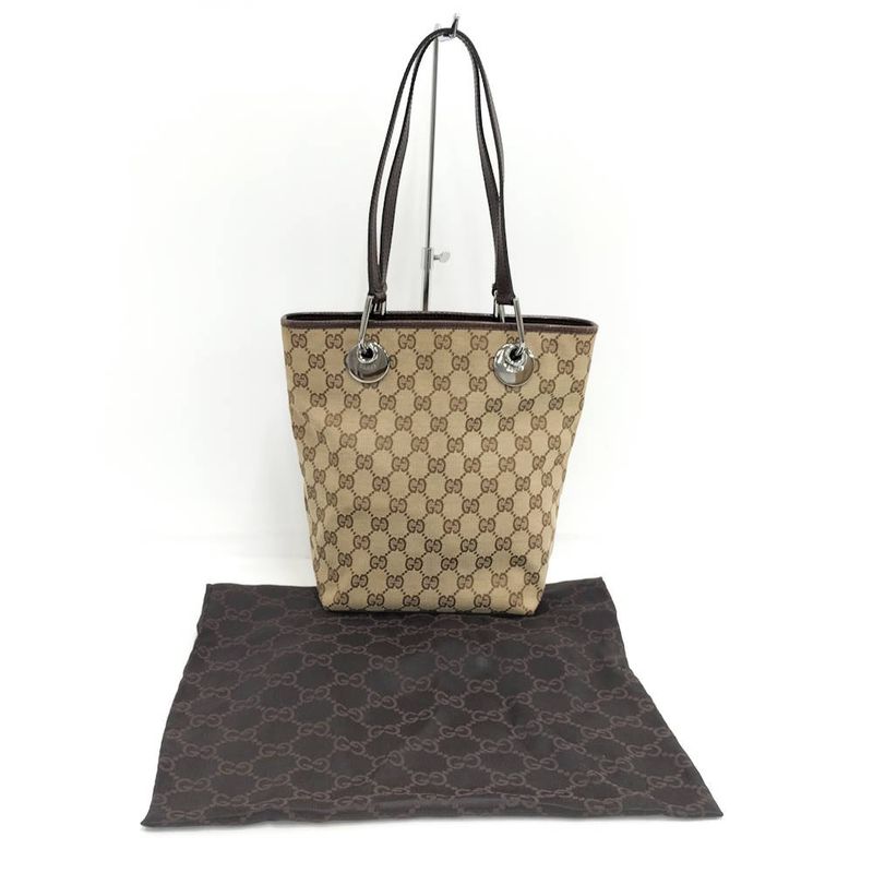 Gucci Tote GG Canvas Leather Brown