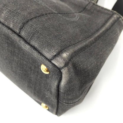Prada 2-Way Shoulder Bag Canapa Mini Tote Denim Black