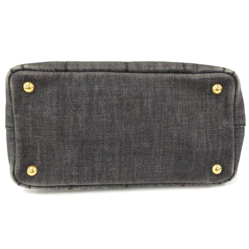 Prada 2-Way Shoulder Bag Canapa Mini Tote Denim Black
