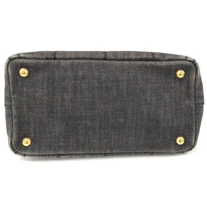 Prada 2-Way Shoulder Bag Canapa Mini Tote Denim Black