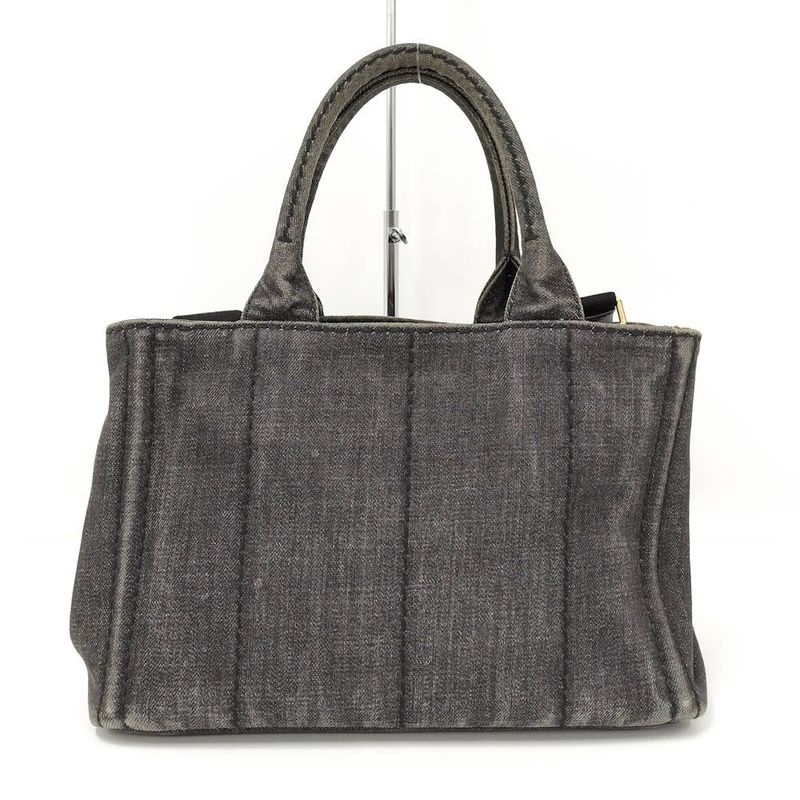 Prada 2-Way Shoulder Bag Canapa Mini Tote Denim Black