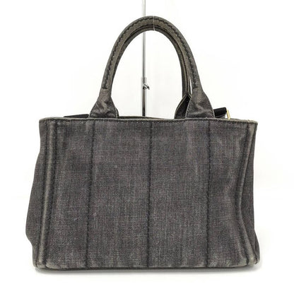 Prada 2-Way Shoulder Bag Canapa Mini Tote Denim Black