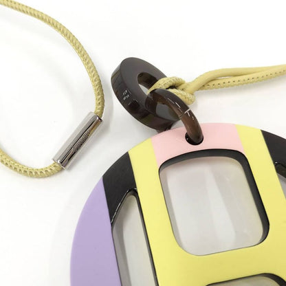 Hermes Equip Buffalo Horn Necklace Leather Plastic Multi Yellow