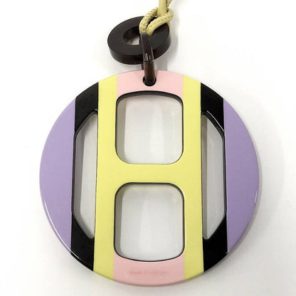Hermes Equip Buffalo Horn Necklace Leather Plastic Multi Yellow