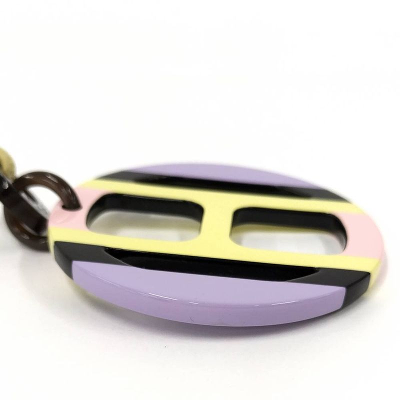 Hermes Equip Buffalo Horn Necklace Leather Plastic Multi Yellow