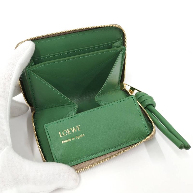 Loewe Zip Coin Bath Leather Beige Wallet